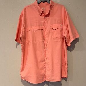 Huk Men's Coral Short Sleeve Button Down Shirt